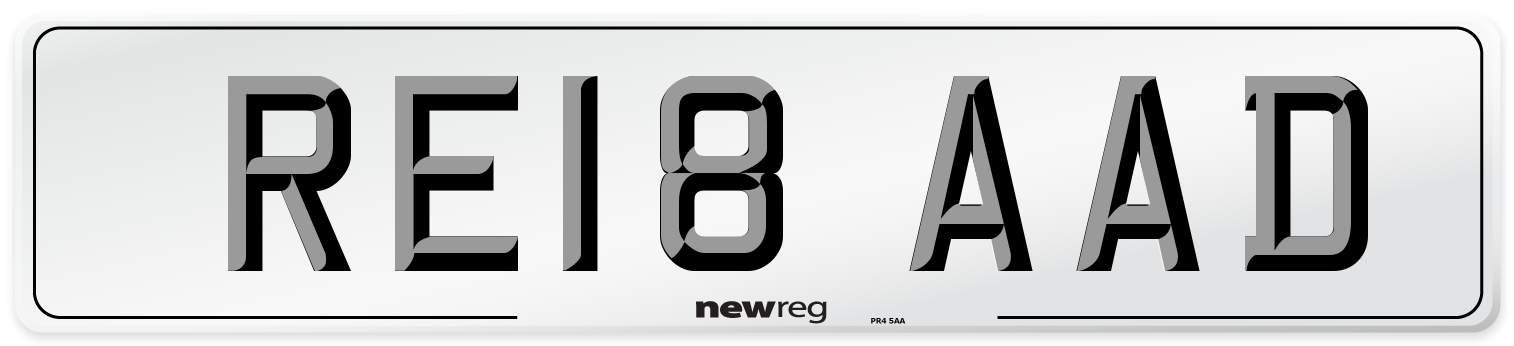 RE18 AAD Number Plate from New Reg